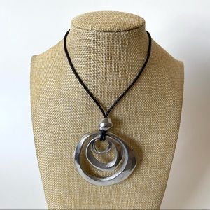 Adjustable Metal Corded Pendent Necklace, Modern Accent Piece